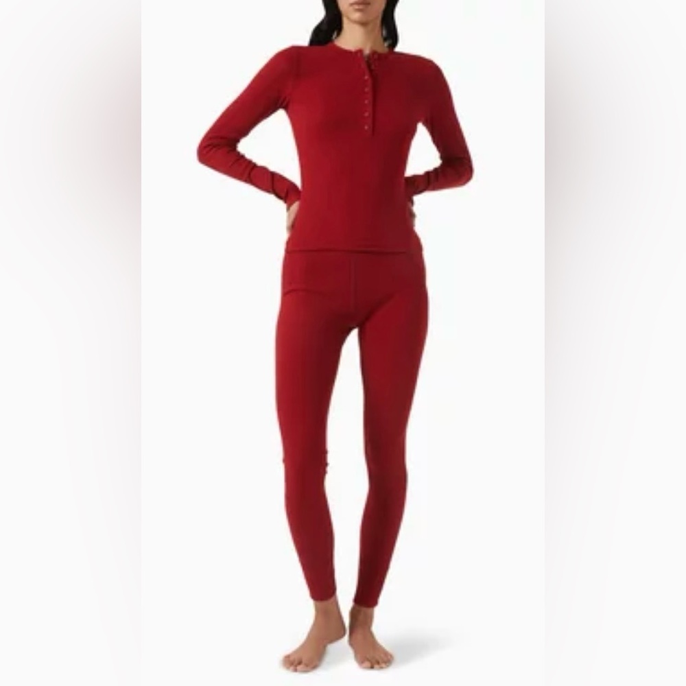 SKIMS Cotton Rib Henley & Leggings Set NWOT